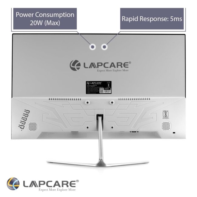 Lapcare LED Monitor LM22WHD - 22" (54.61CM) IPS Display with FHD Quality | 1920 X 1080 | Flick Free & 178 Degree Wide Viewing Angle | Slim Design & Frameless Body | Metal Stand & VGA+ HDMI Ports - Image 6