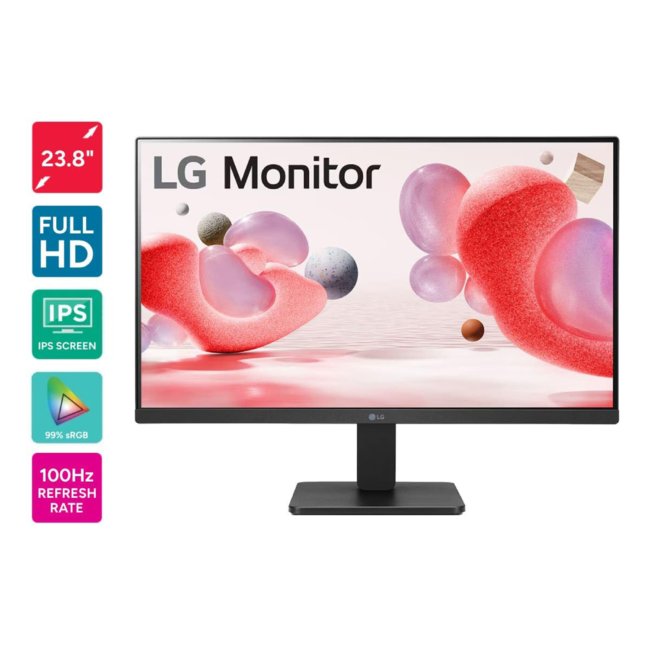 LG 24MR400-B, 24 inch IPS Full HD Monitor with AMD FreeSync, 1ms MPRT, sRGB 99%, 100Hz Refresh Rate, Virtual Borderless, Flicker Safe, Reader Mode, OnScreen Control, HDMI, VGA(Black) - Image 2