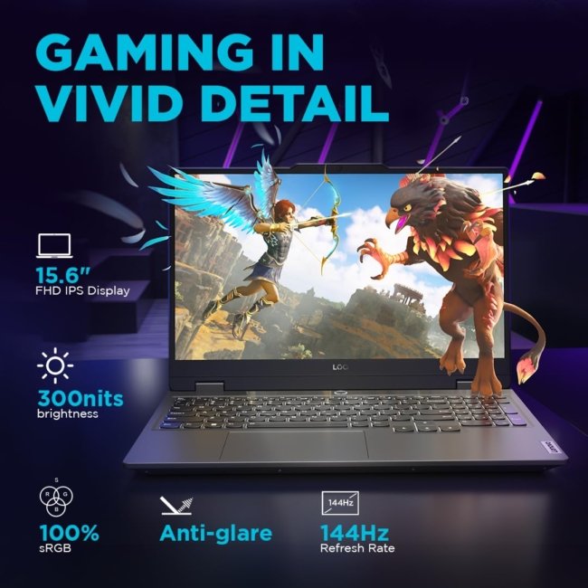 Lenovo LOQ 2024 12th Gen Intel Core i5-12450HX 15.6" (39.6cm) 144Hz 300Nits FHD Gaming Laptop (12GB/512GB SSD/Win 11/NVIDIA RTX 2050 4GB/100% sRGB/3 Mon. Game Pass/1Yr ADP Free/Grey/2.4Kg), 83GS00CKIN - Image 5