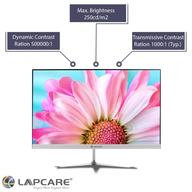 Lapcare LED Monitor LM22WHD - 22" (54.61CM) IPS Display with FHD Quality | 1920 X 1080 | Flick Free & 178 Degree Wide Viewing Angle | Slim Design & Frameless Body | Metal Stand & VGA+ HDMI Ports - Image 2