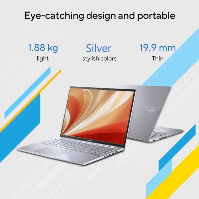 ASUS Vivobook 16" FHD+ (1920 X 1200), 60Hz 300Nits, Core i5-12500H, (16GB RAM/512GB SSD/Intel Iris X? Graphics/Win 11/Office Home/Fingerprint/42Whr Battery/Transparent Silver/1.88Kg), X1605ZAC-MB541WS - Image 13