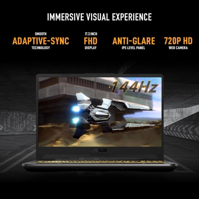 ASUS TUF Gaming F17 - Gaming Laptop, Intel Core i5-11260H 11th Gen, 17.3-inch (43.94 cm) FHD 144Hz, (8GB/512GB SSD/4GB NVIDIA RTX 2050/Win 11/ RGB Backlit/Black/2.60 kg),FX706HF-HX044WS - Image 5