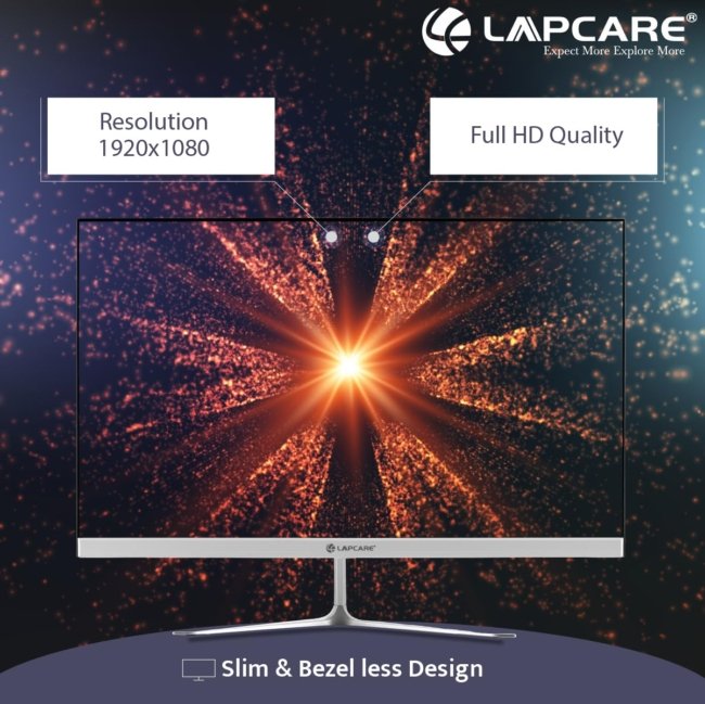 Lapcare LED Monitor LM22WHD - 22" (54.61CM) IPS Display with FHD Quality | 1920 X 1080 | Flick Free & 178 Degree Wide Viewing Angle | Slim Design & Frameless Body | Metal Stand & VGA+ HDMI Ports - Image 8