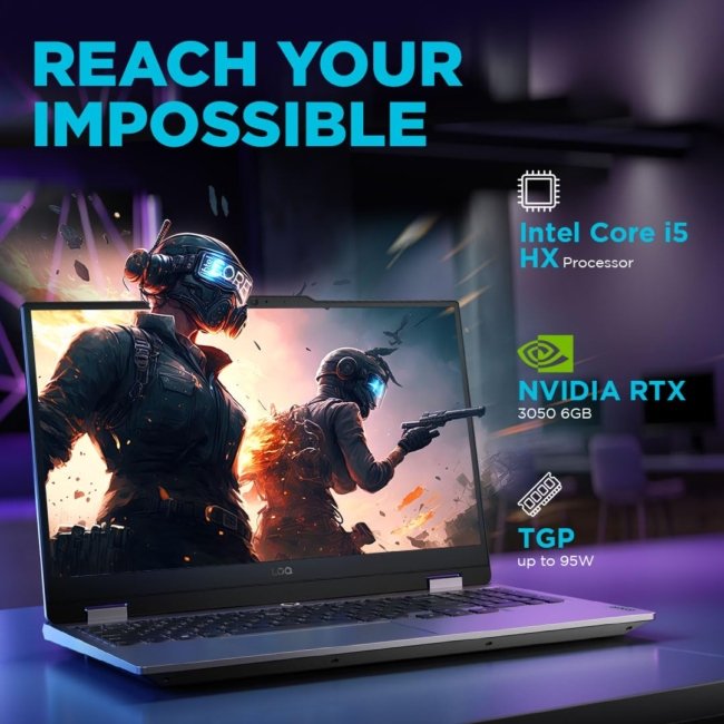 Lenovo LOQ 2024 12th Gen Intel Core i5-12450HX 15.6" (39.6cm) 144Hz 300Nits FHD IPS Gaming Laptop (16GB/512GB SSD/NVIDIA RTX 3050 6GB Graphics/Win 11/Non-MSO/3 Mon. Game Pass/Grey/2.4Kg), 83GS003NIN(15IAX9) - Image 7