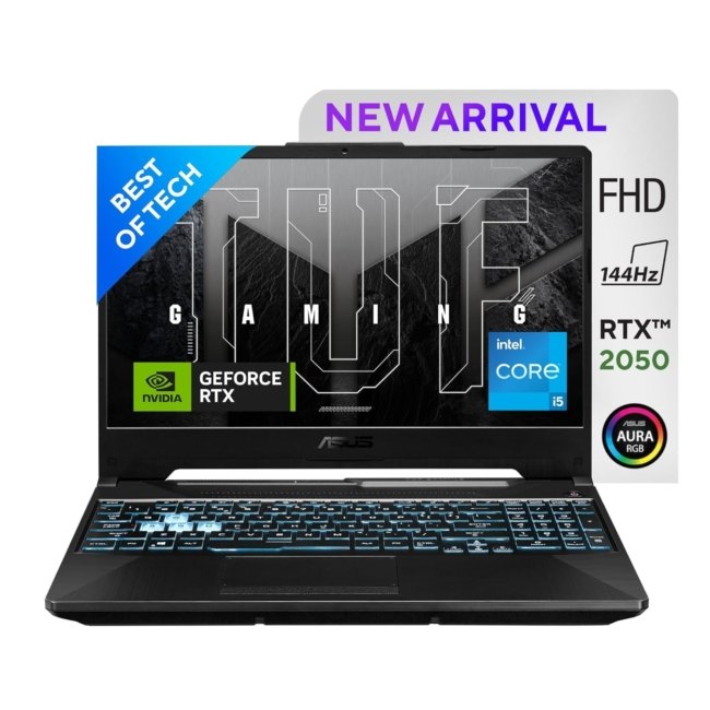 ASUS TUF Gaming F17 - Gaming Laptop, Intel Core i5-11260H 11th Gen, 17.3-inch (43.94 cm) FHD 144Hz, (8GB/512GB SSD/4GB NVIDIA RTX 2050/Win 11/ RGB Backlit/Black/2.60 kg),FX706HF-HX044WS