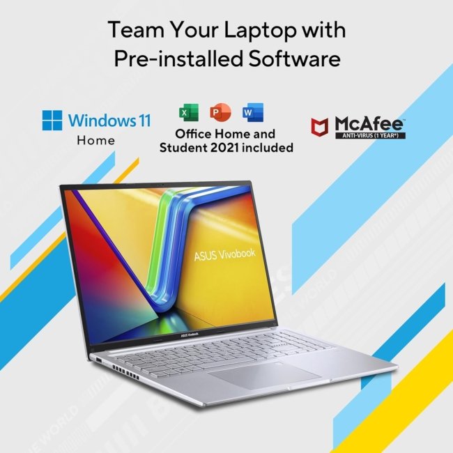 ASUS Vivobook 16" FHD+ (1920 X 1200), 60Hz 300Nits, Core i5-12500H, (16GB RAM/512GB SSD/Intel Iris X? Graphics/Win 11/Office Home/Fingerprint/42Whr Battery/Transparent Silver/1.88Kg), X1605ZAC-MB541WS - Image 14
