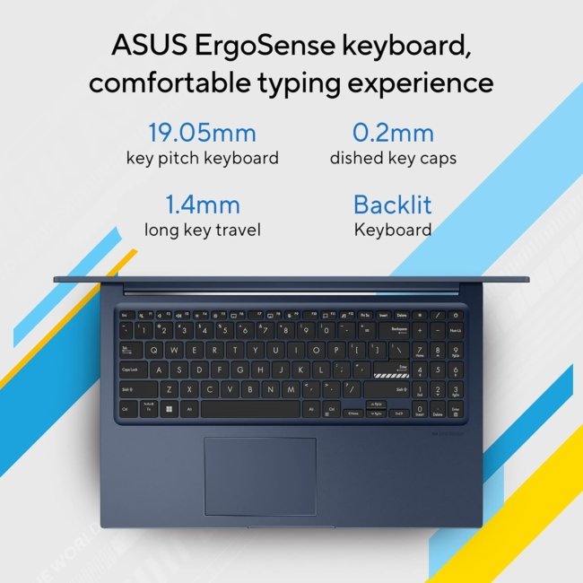 ASUS VivoBook 15 (2022), Intel®Core™ i3-1215U 12th Gen, 15.6" (39.62 cm) FHD, Thin and Light Laptop (8GB/512 SSD//Windows 11/Office 2021/Backlit KB/Quiet Blue/1.7 kg), X1504ZA-NJ325WS - Image 7