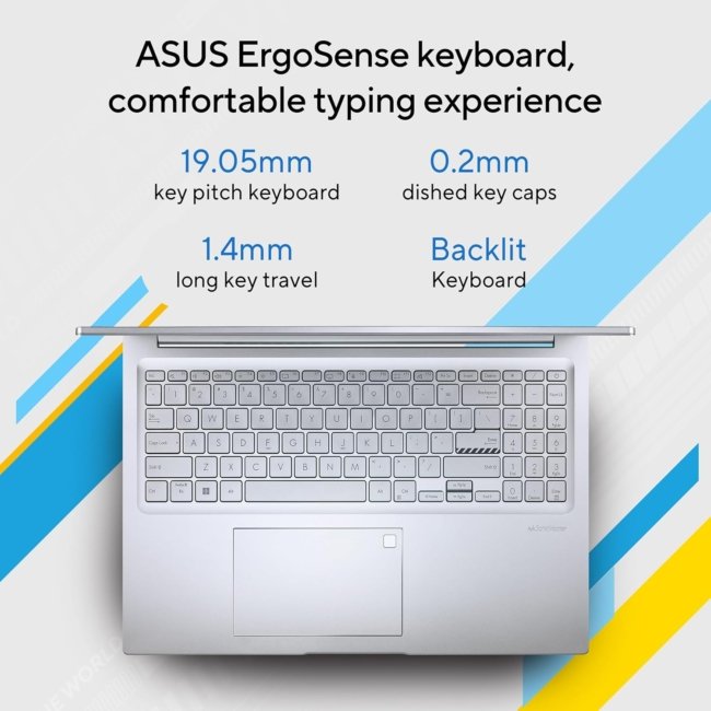 ASUS Vivobook 16" FHD+ (1920 X 1200), 60Hz 300Nits, Core i5-12500H, (16GB RAM/512GB SSD/Intel Iris X? Graphics/Win 11/Office Home/Fingerprint/42Whr Battery/Transparent Silver/1.88Kg), X1605ZAC-MB541WS - Image 8