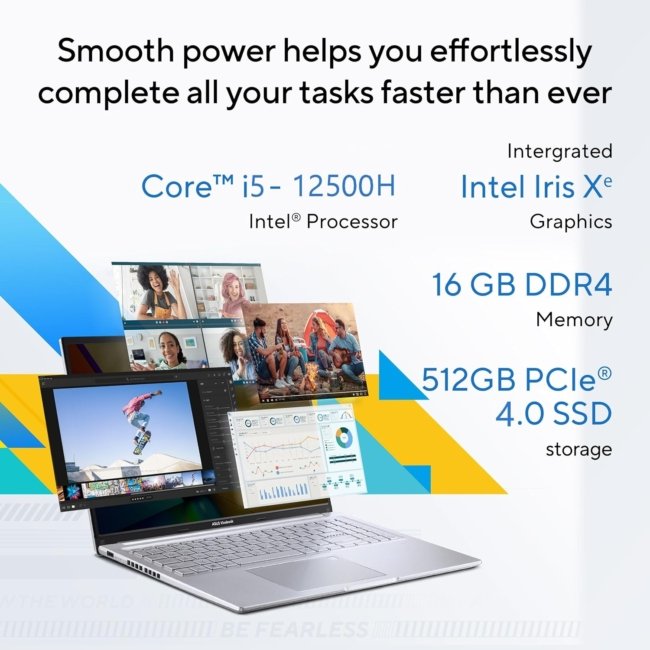 ASUS Vivobook 16" FHD+ (1920 X 1200), 60Hz 300Nits, Core i5-12500H, (16GB RAM/512GB SSD/Intel Iris X? Graphics/Win 11/Office Home/Fingerprint/42Whr Battery/Transparent Silver/1.88Kg), X1605ZAC-MB541WS - Image 6