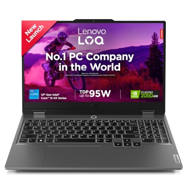 Lenovo LOQ 2024 12th Gen Intel Core i5-12450HX 15.6" (39.6cm) 144Hz 300Nits FHD Gaming Laptop (12GB/512GB SSD/Win 11/NVIDIA RTX 2050 4GB/100% sRGB/3 Mon. Game Pass/1Yr ADP Free/Grey/2.4Kg), 83GS00CKIN