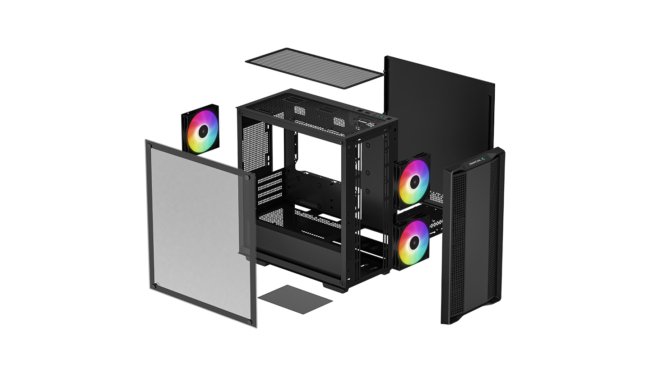 Deepcool CC360 ARGB Micro-ATX Gaming Case with 3 ARGB Pre- Installed Fans Mid Tower Cabinet  (Black) - Image 12