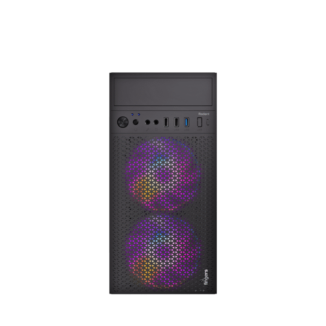 FINGERS Radiant Micro-ATX PC Case with pre-Installed 2 x 12 cm Multi-Colour LED Fans - 1 x USB 3.0, 2X USB 2.0 + HD Audio + Mic-in Ports | Easy Assembly | SMPS Bundled (BIS Certified) - Image 2
