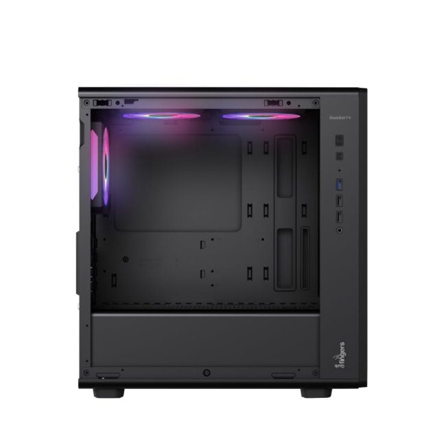 QuikFINGERS BlazeBolt F4 MicroATX PC Cabinet - M-ATX/Mini-ITX, Toughened Glass Panel, 4 Bundled 120mm Multi-Colour Fans, Dual-Chamber, Magnetic Dust Filters, High Airflow & Water Cooling Support - Image 3