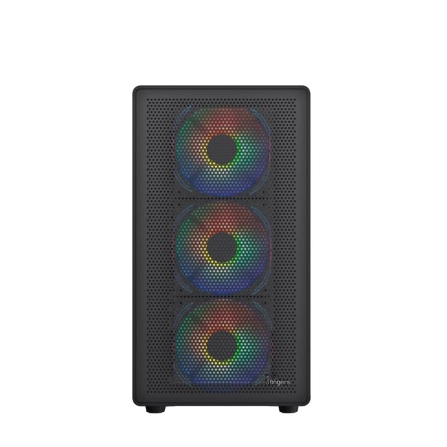 QuikFINGERS HyperHawk MicroATX PC Cabinet - M-ATX/Mini-ITX, Toughened Glass Panel, 6 Pre-Installed 120mm RGB Fans, Dual-Chamber, Magnetic Dust Filters, High Airflow & Water Cooling Support (Black) - Image 2