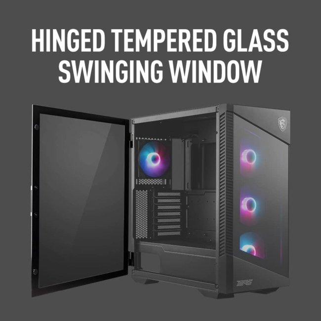 MSI MPG Velox 100R - Gaming Cabinet for PC: Tempered Glass Side Panel, ARGB Fans, Liquid Cooling Support up to 360mm Radiator, Mesh Panel for Optimized Airflow, 8.64 kg,47.4 x 23.1 x 49 cm - Image 2