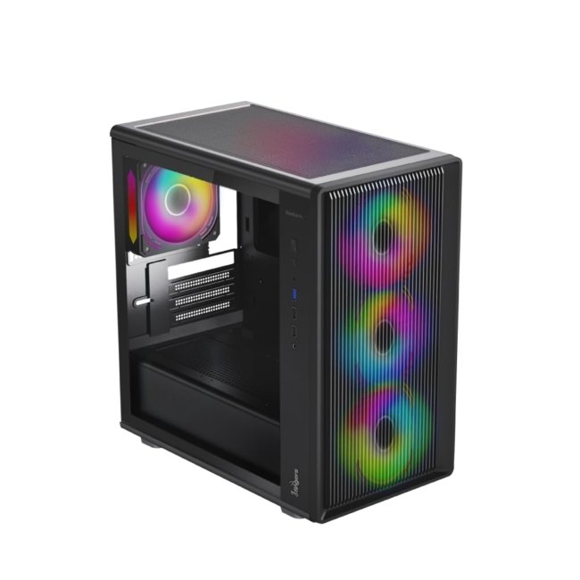 QuikFINGERS BlazeBolt F4 MicroATX PC Cabinet - M-ATX/Mini-ITX, Toughened Glass Panel, 4 Bundled 120mm Multi-Colour Fans, Dual-Chamber, Magnetic Dust Filters, High Airflow & Water Cooling Support - Image 4