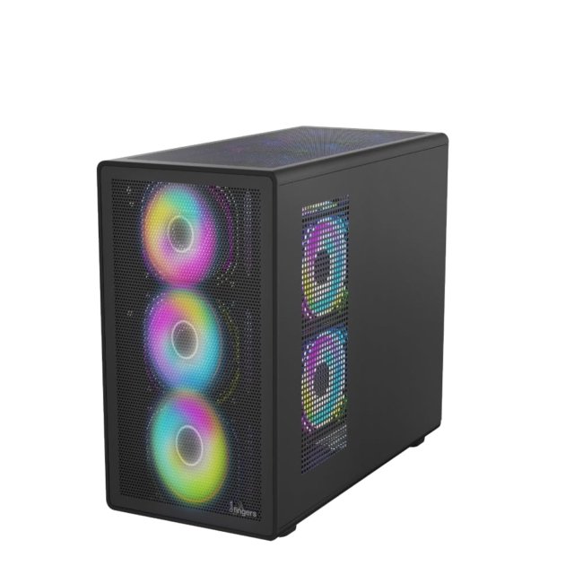 QuikFINGERS HyperHawk MicroATX PC Cabinet - M-ATX/Mini-ITX, Toughened Glass Panel, 6 Pre-Installed 120mm RGB Fans, Dual-Chamber, Magnetic Dust Filters, High Airflow & Water Cooling Support (Black) - Image 3
