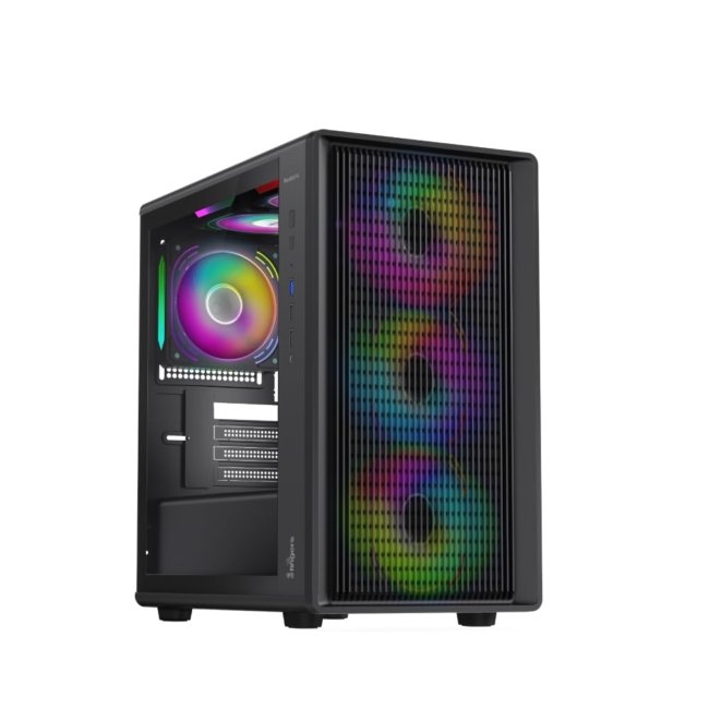 QuikFINGERS BlazeBolt F4 MicroATX PC Cabinet - M-ATX/Mini-ITX, Toughened Glass Panel, 4 Bundled 120mm Multi-Colour Fans, Dual-Chamber, Magnetic Dust Filters, High Airflow & Water Cooling Support