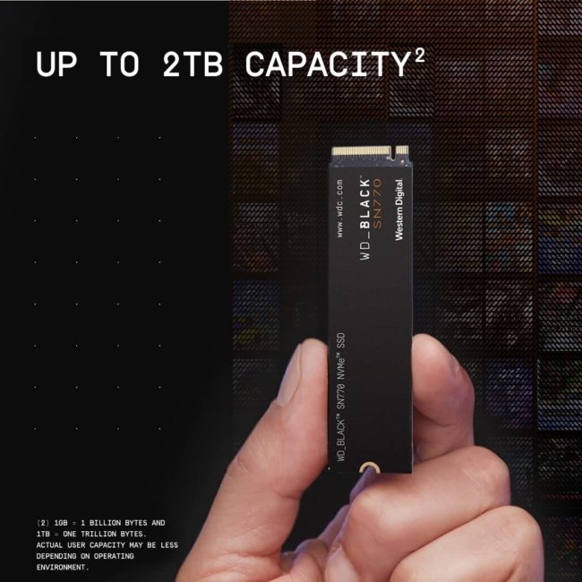 Western Digital WD Black SN770 NVMe 1TB, Upto 5150MB/s, 5Y Warranty, PCIe Gen 4 NVMe M.2 (2280), Gaming Storage, Internal Solid State Drive (SSD) (WDS100T3X0E) - Image 2