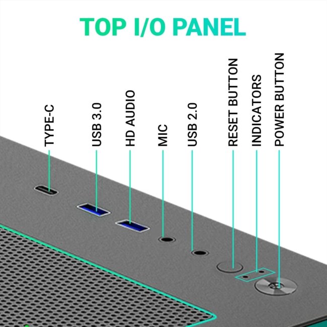 Ant Esports Crystal X11 Mid-Tower High End Computer Case/Gaming Cabinet - Green Black | Support ATX, Micro-ATX, Mini-ITX | Pre-Installed 4 x 120 mm ARGB Fan - Image 3