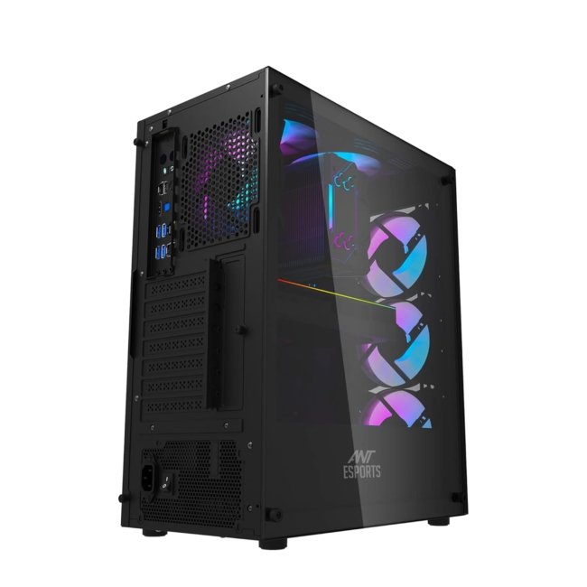 Ant Esports 220 Air Mid- Tower Computer Case/Gaming Cabinet - Black | Support - ATX, M-ATX, ITX | Pre-Installed 3 x 120mm Front Fans and 1 x 120mm Rear Fan - Image 4