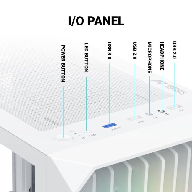 Ant Esports 205 Mini 6F Mini-Tower Computer Case/Gaming Cabinet - White | Support Micro-ATX, Mini-ITX | Pre-Installed 6 ARGB Fans - Image 4