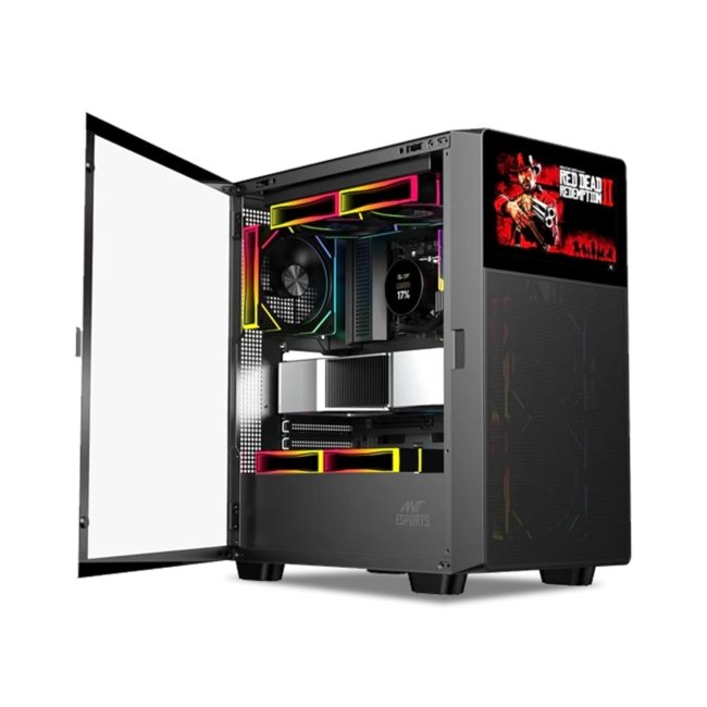 Ant Esports ICE Digital C3 ATX Computer Case/Gaming Cabinet - Black | Support ATX, Micro-ATX, Mini-ITX, Pre-Installed 2 Front Fans & 1 Rear ARGB Fans