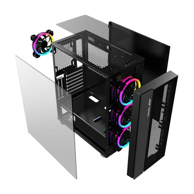 Ant Esports ICE-511MT Mid Tower Mesh Gaming Cabinet Computer Case Supports E-ATX, ATX, Micro-ATX, Mini-ITX Motherboard with Sliding Tempered Glass Side Panel, 4 x 120mm ARGB Front & Rear Fans - Image 4