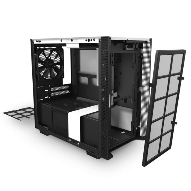 NZXT H210i - Mini-ITX Gaming Computer Case with Lighting and Fan Control - White/Black - Front I/O USB Type-C Port - Tempered Glass Side Panel with Top: 1x 120mm Rear: 1x 120mm Included - Image 6