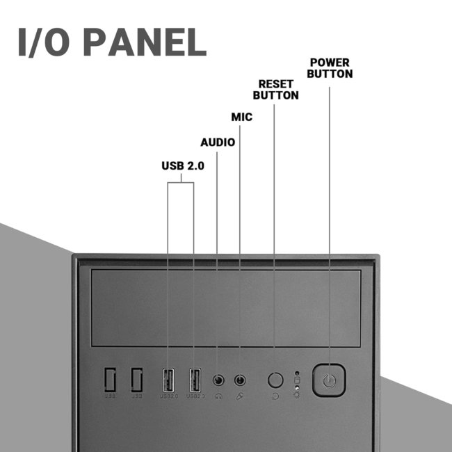 Ant Esports Si25 Value Series Mid-Tower Computer Case/Gaming Cabinet - Black | Support ATX, Micro- ATX, Mini-ITX | Pre-Installed 1 Rear Fan - Image 2