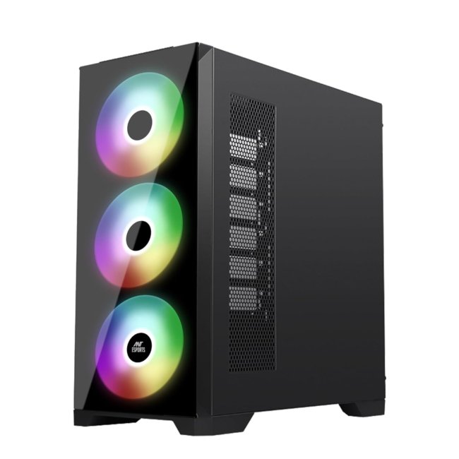 Ant Esports ICE-590TG Mid- Tower Computer Case/Gaming Cabinet - Black | Support E-ATX, ATX, Micro-ATX, ITX | Pre-Installed 3 Front Fans - Image 5