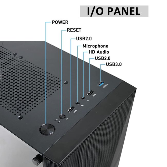 Ant Esports ICE-100 Mid-Tower Computer Case/Gaming Cabinet - Black | Supports ATX, Micro-ATX, Mini-ITX | Pre-Installed 2 x 140mm Front Fans and 1 x 140 mm Rear Fan - Image 3