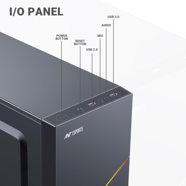 Ant Esports SI24 Value Series Mid-Tower Computer Case/Gaming Cabinet - Black | Support ATX, Micro- ATX, Mini-ITX | Pre-Installed 1 Rear Fan - Image 3