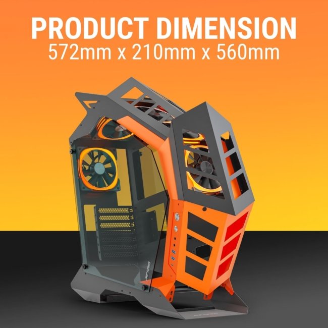 Ant Esports Cypher G3 Mid-Tower ATX Computer Case/Gaming Cabinet - Black-Orange | Support ATX, Micro-ATX, Mini-ITX | Pre-Installed 5 ARGB-PWM Remote Controlled Fans - Image 8