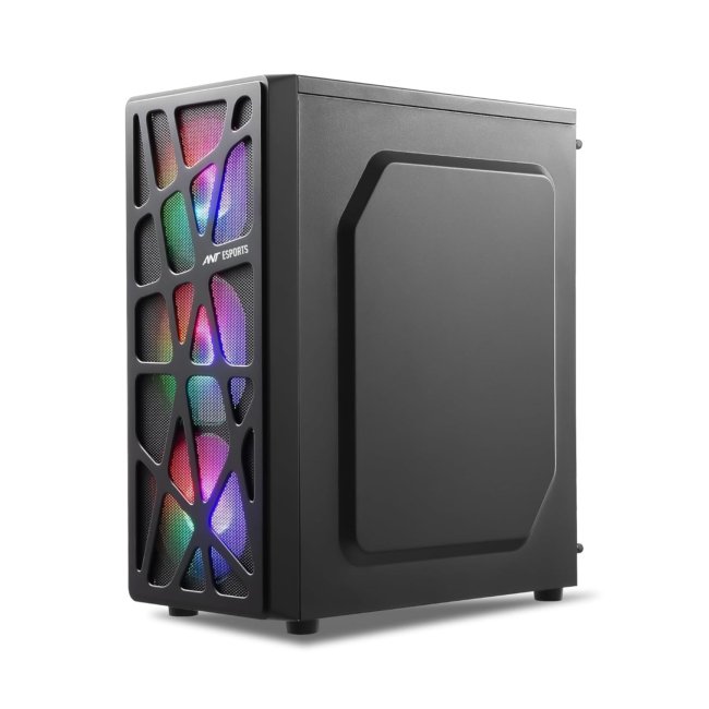 Ant Esports Elite 1100 Mid-Tower Computer Case/Gaming Cabinet - Black | Support ATX, M-ATX, ITX | Pre- Installed 3 x 120mm Front and 1 x 120mm Rear Rainbow Fans - Image 3