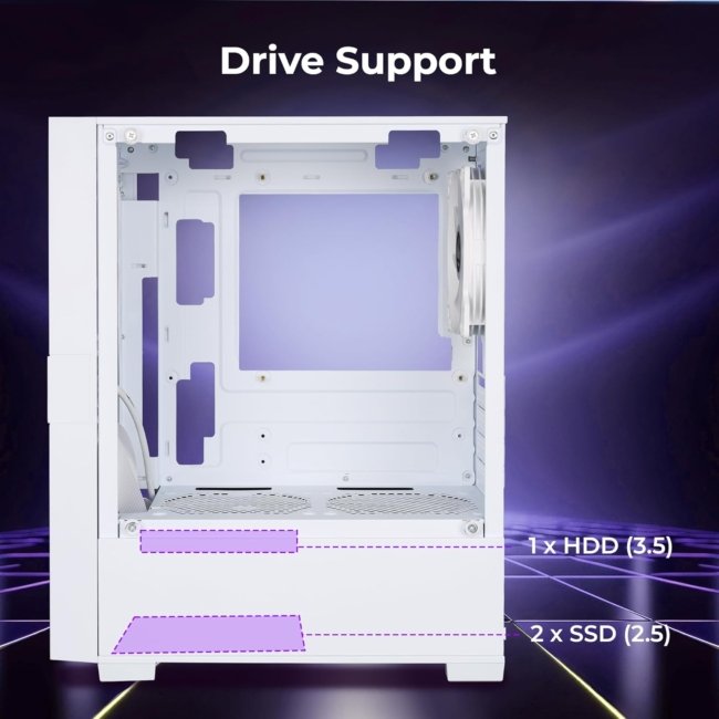 ZEBRONICS Leon PRO Premium Gaming Cabinet/Case, Mini-Tower, Supports mATX | ITX, 3 Pre-Installed RGB Fans, Side Tempered Glass, USB 3.0, Magnetic Dust Filter (White) - Image 4