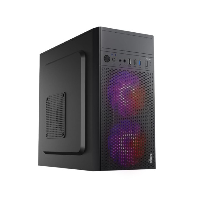 FINGERS Radiant Micro-ATX PC Case with pre-Installed 2 x 12 cm Multi-Colour LED Fans - 1 x USB 3.0, 2X USB 2.0 + HD Audio + Mic-in Ports | Easy Assembly | SMPS Bundled (BIS Certified)