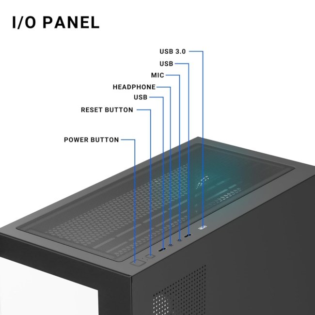 Ant Esports Crystal Z3 Mid-Tower Computer Case/Gaming Cabinet – Black | Support ATX, M-ATX, ITX | Pre-Installed 3 ARGB Fans - Image 2