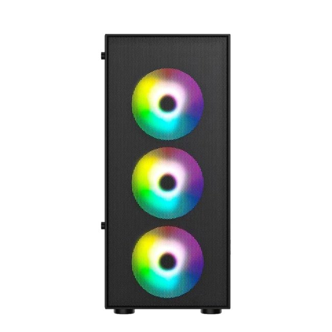 Ant Value VM40 ATX Computer Case/Gaming Cabinet - Black | Support ATX, M-ATX, ITX | Pre-Installed 3 Front & 1 Rear Rainbow Fans - Image 2