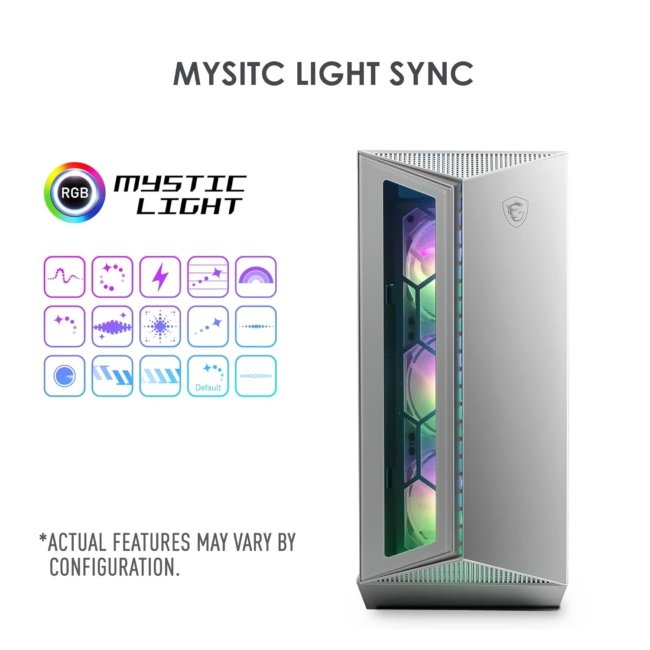 MSI MPG GUNGNIR 110R White - Premium Mid-Tower Gaming PC Case - Tempered Glass Side Panel - ARGB 120mm Fans - Liquid Cooling Support up to 360mm Radiator - White Color Case - Image 4