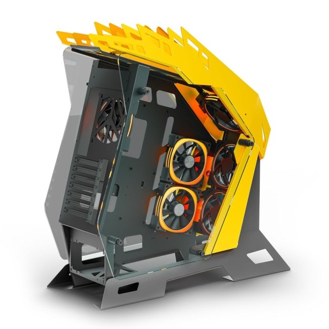 Ant Esports Cypher G7 Mid-Tower ATX Computer Case/Gaming Cabinet - Black-Yellow | Support ATX, Micro-ATX, Mini-ITX | Pre-Installed 6 ARGB-PWM Remote Controlled Fans - Image 4