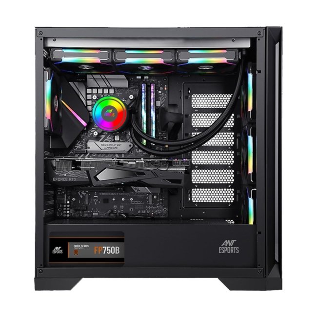 Ant Esports ICE-590TG Mid- Tower Computer Case/Gaming Cabinet - Black | Support E-ATX, ATX, Micro-ATX, ITX | Pre-Installed 3 Front Fans - Image 6