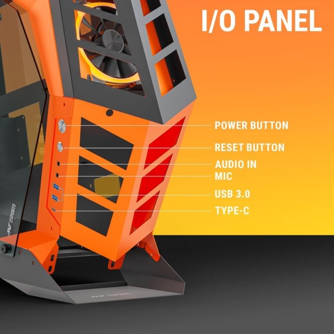 Ant Esports Cypher G3 Mid-Tower ATX Computer Case/Gaming Cabinet - Black-Orange | Support ATX, Micro-ATX, Mini-ITX | Pre-Installed 5 ARGB-PWM Remote Controlled Fans - Image 2