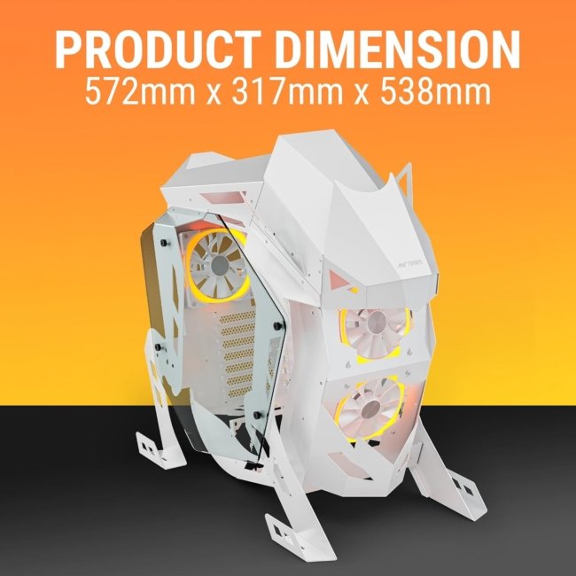 Ant Esports Cypher G5 Mid-Tower ATX Computer Case / Gaming Cabinet - White | Support ATX, Micro-ATX, Mini-ITX | Pre-Installed 5 ARGB-PWM Remote Controlled Fans - Image 9