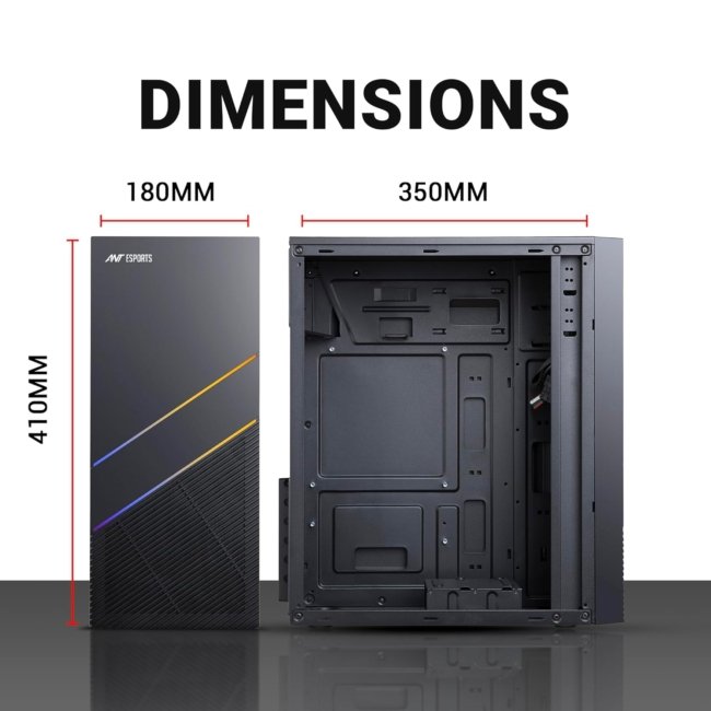 Ant Esports SI24 Value Series Mid-Tower Computer Case/Gaming Cabinet - Black | Support ATX, Micro- ATX, Mini-ITX | Pre-Installed 1 Rear Fan - Image 7