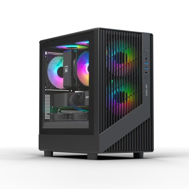 Ant Esports 120 Air Mini M-ATX Computer Case/Gaming Cabinet - Black | Support M-ATX, M-ITX | Pre-Installed 3 Static RGB Fans