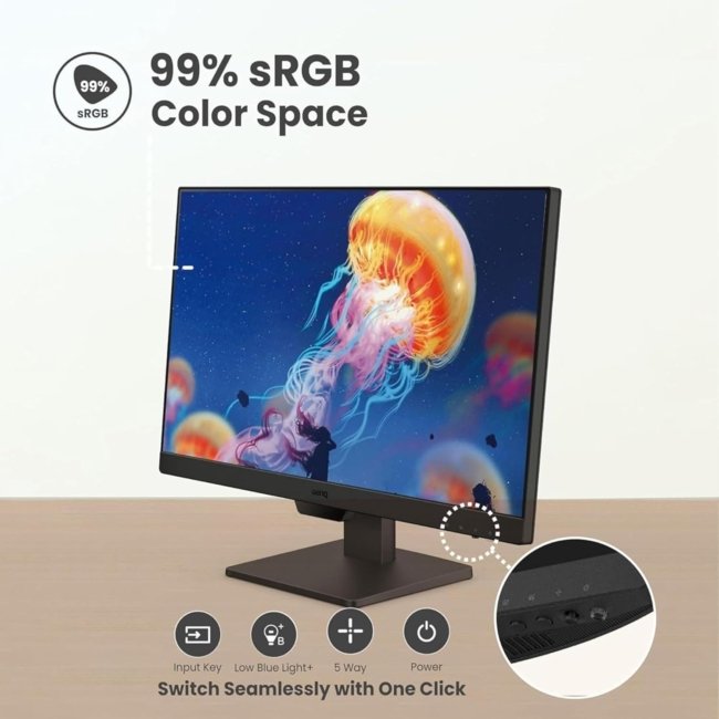 BenQ GW2790 27 Inches 1920X1080P FHD IPS Monitor| 100Hz|99% Srgb|Eye-Careu|Dual HDMI|Display Port|Bezel-Less|Eyesafe|VESA Mediasync|B.I.|Low Blue Light+| Speakers|VESA Wall Mountable(Black) - Image 6