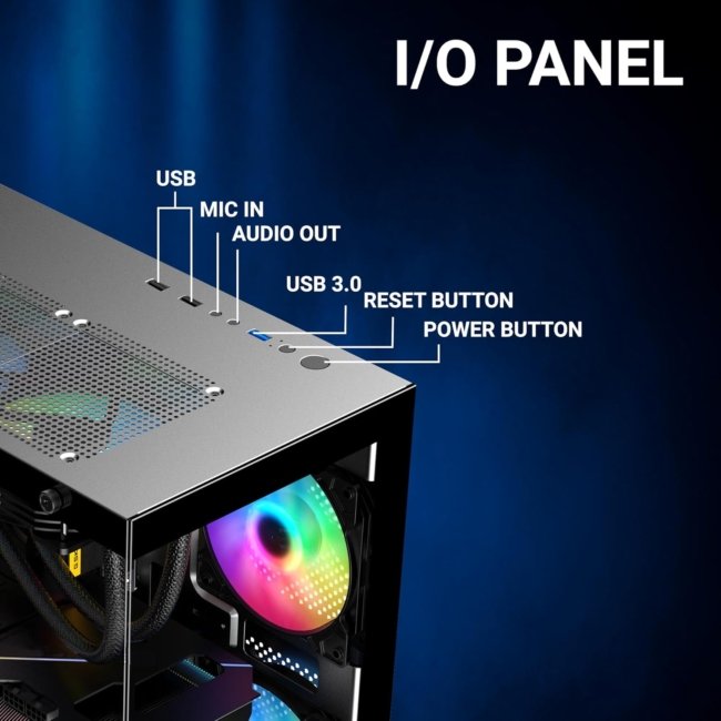 Ant Value Tempered_Glass CV200 Mid-Tower Computer Case/Gaming Cabinet - Black | Support M-ATX, M-ITX | Pre-Installed 3 Static RGB Fans - Image 2