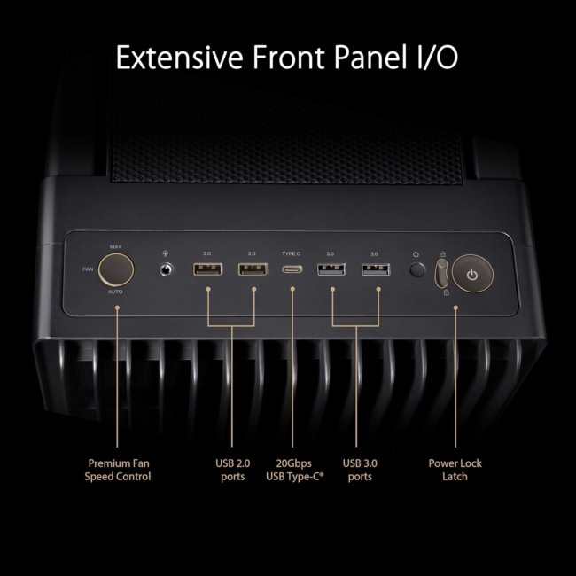 ProArt PA602 E-ATX Computer Case 420mm Radiator Support, Dual 200mm Built-in Fans, Front Panel IR dust Indicator, Power Lock Latch, Tool-Less PCIe mounting & GPU Holder, 20Gbps USB-C Front I/O - Image 2