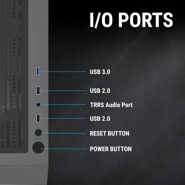 Ant Esports ICE- 270M 6F Mid-Tower Computer Case/Gaming Cabinet with Front Mesh Panel- Black | Support ATX, Micro-ATX, Mini-ITX | Pre-Installed 6 Static RGB Fans - Image 2